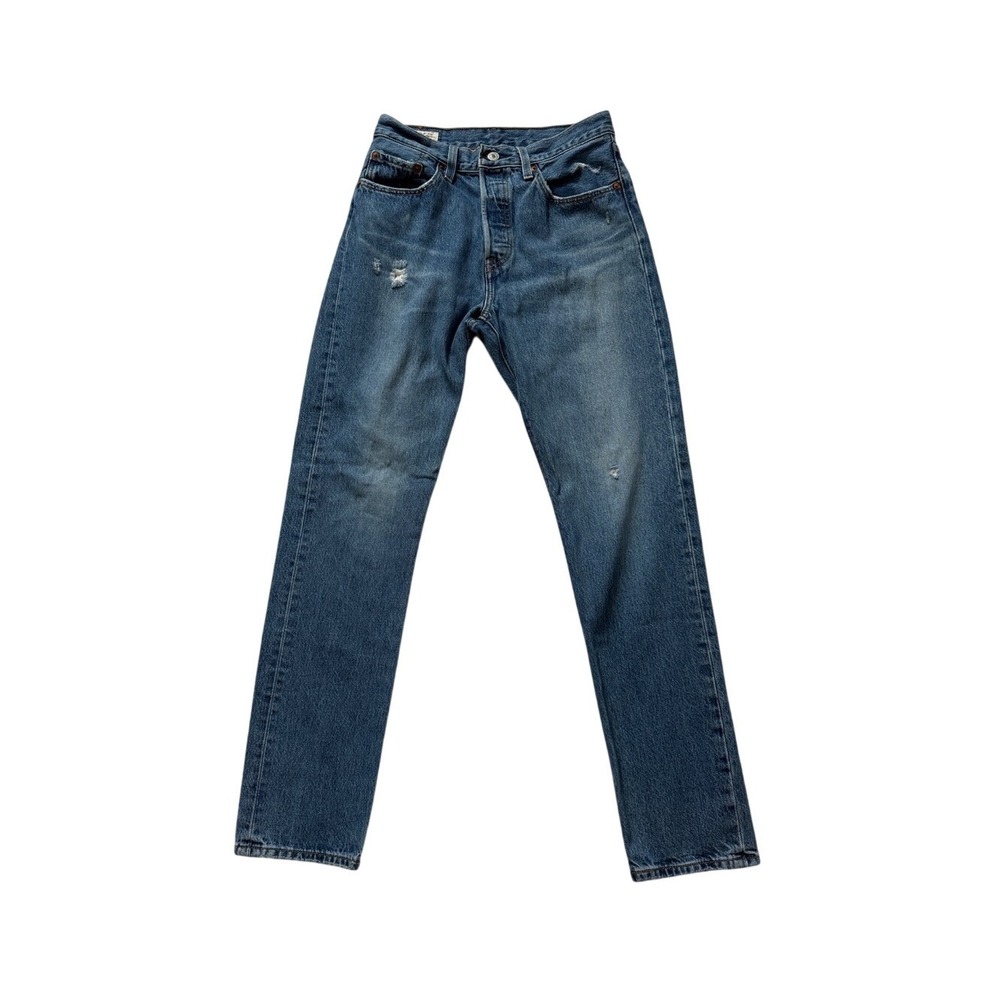 Levi's Premium Medium Wash Distressed 501 Original Straight Jeans 27 Minimalist